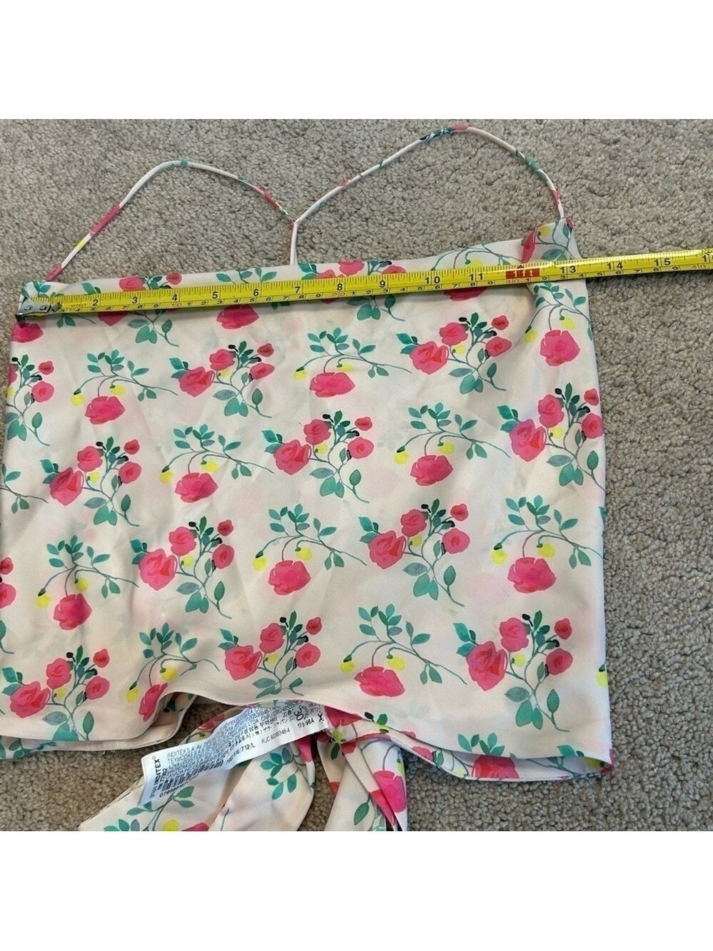 Zara cream floral flower crisscross strappy open back draped crop top Sz L NWT - Picture 9 of 10